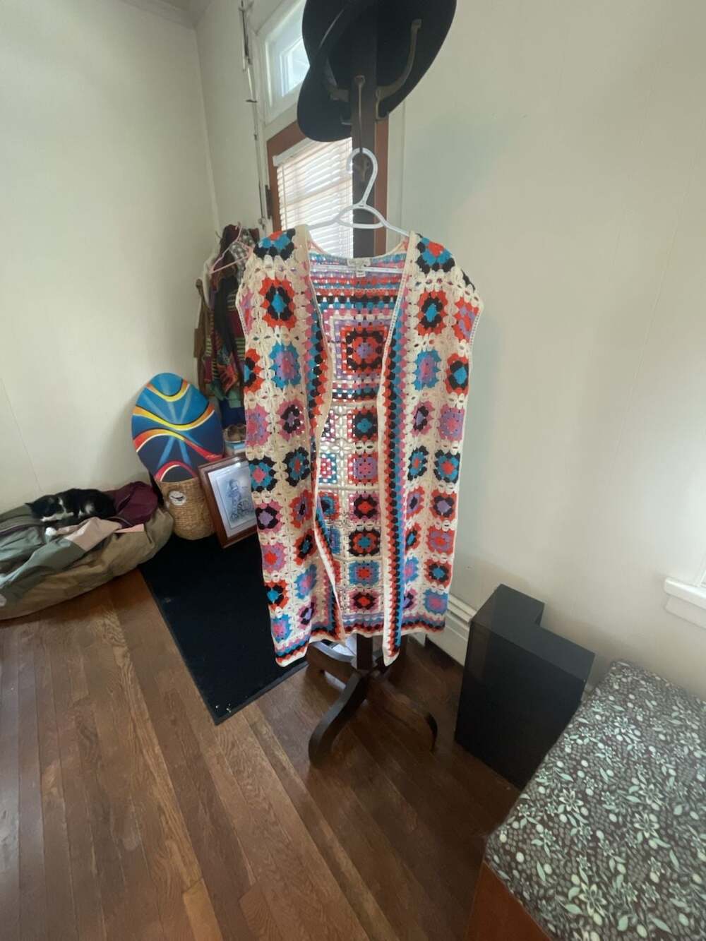 Cato Collection Limited Edition Granny Square Crochet Sleeveless Long Cardigan